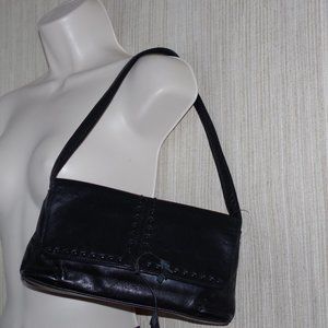 Ralph Ralph Lauren Mini Evening Bag Black Leather Handbag Flap Tassel Shoulder